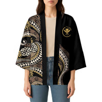 Hawaii Pineapple Brown Tribal Pattern Kimono - Polynesian Pride