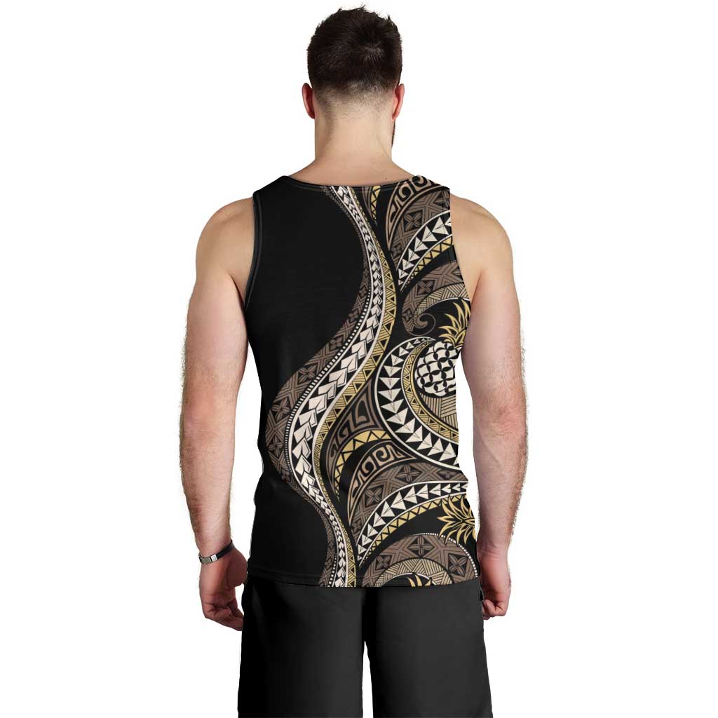 Hawaii Pineapple Brown Tribal Pattern Men Tank Top LT01 - Polynesian Pride
