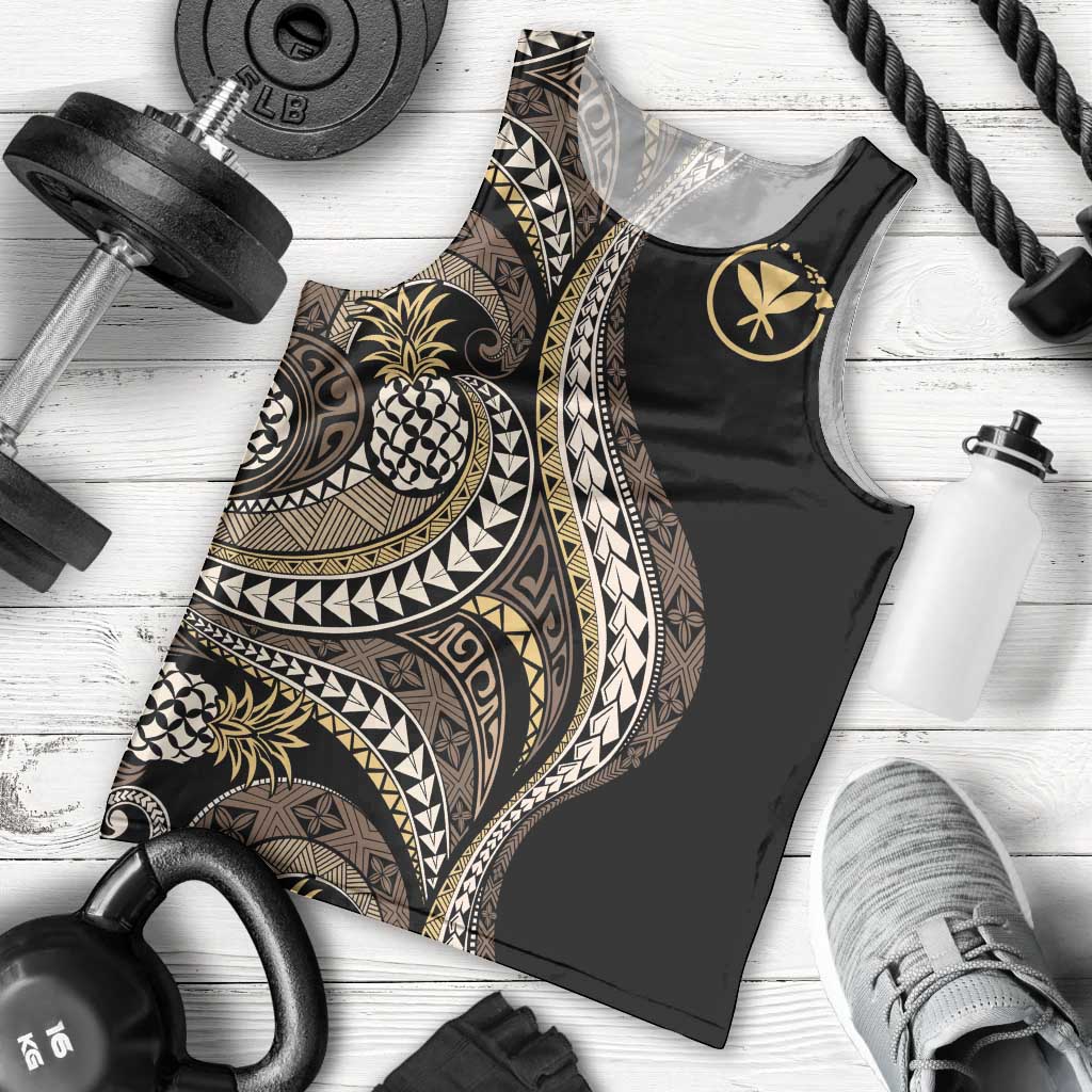Hawaii Pineapple Brown Tribal Pattern Men Tank Top LT01 - Polynesian Pride