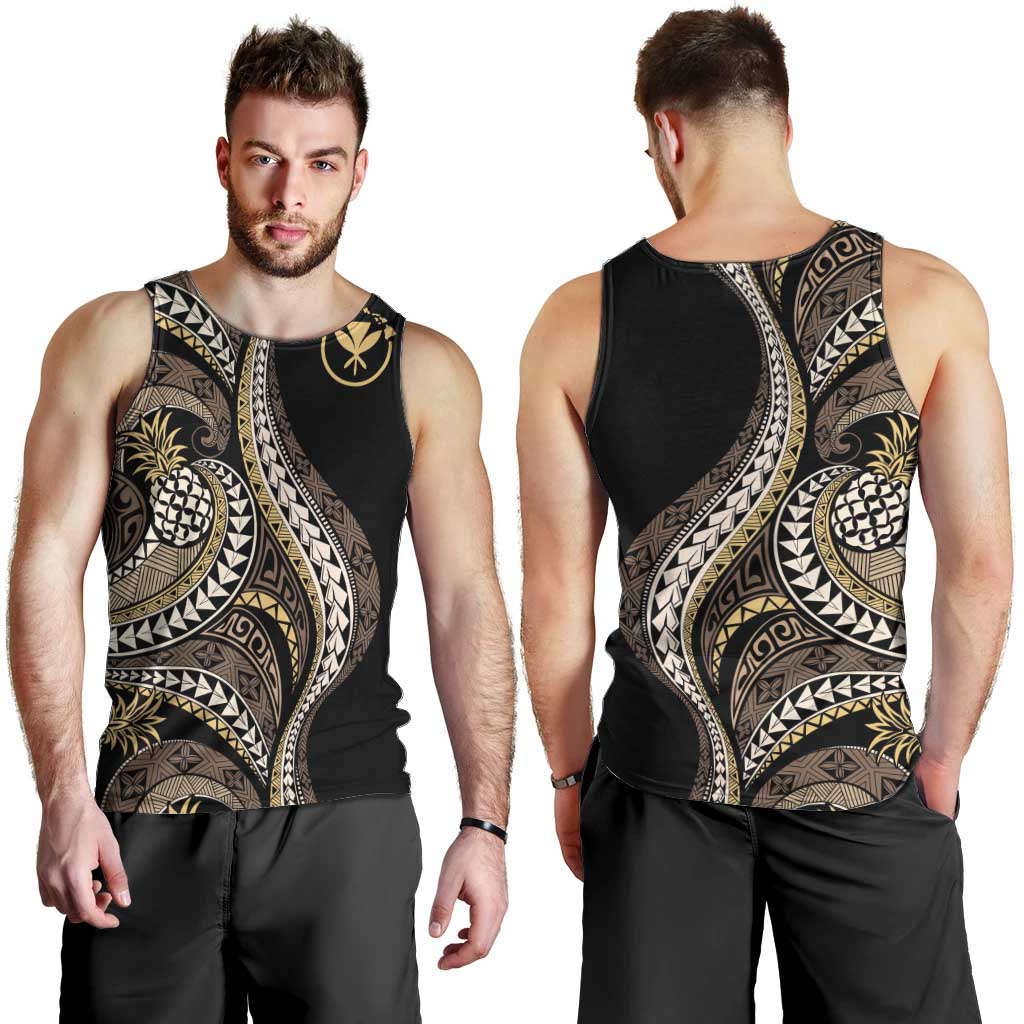 Hawaii Pineapple Brown Tribal Pattern Men Tank Top LT01 - Polynesian Pride