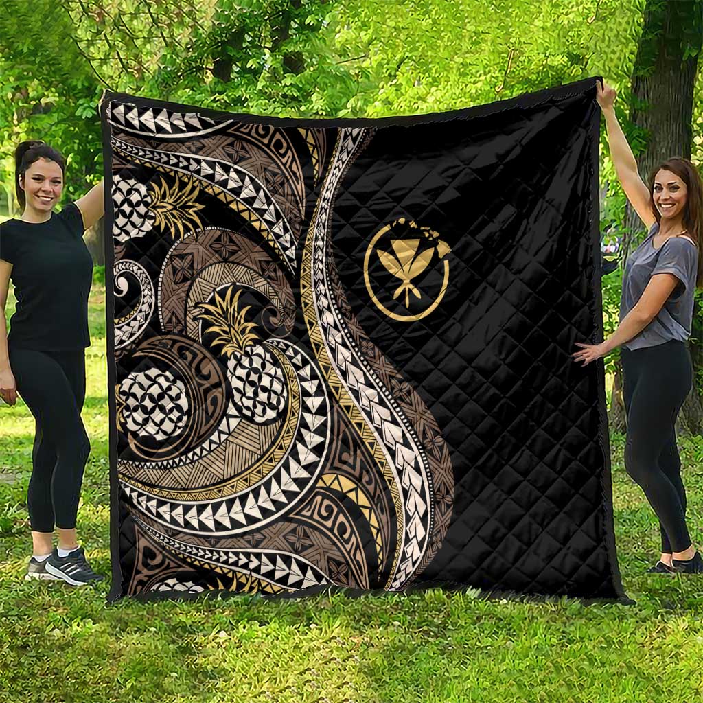 Hawaii Pineapple Brown Tribal Pattern Quilt - Polynesian Pride