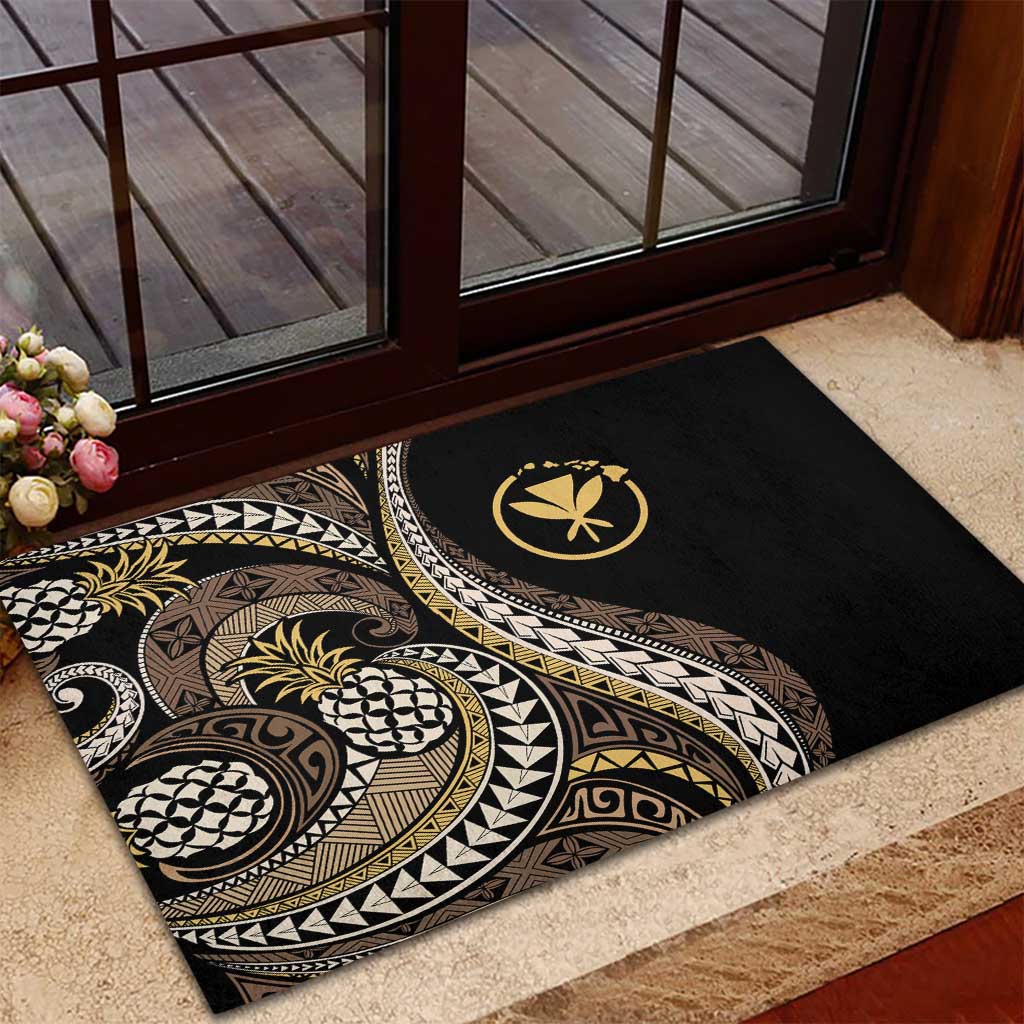 Hawaii Pineapple Brown Tribal Pattern Rubber Doormat LT01 - Polynesian Pride
