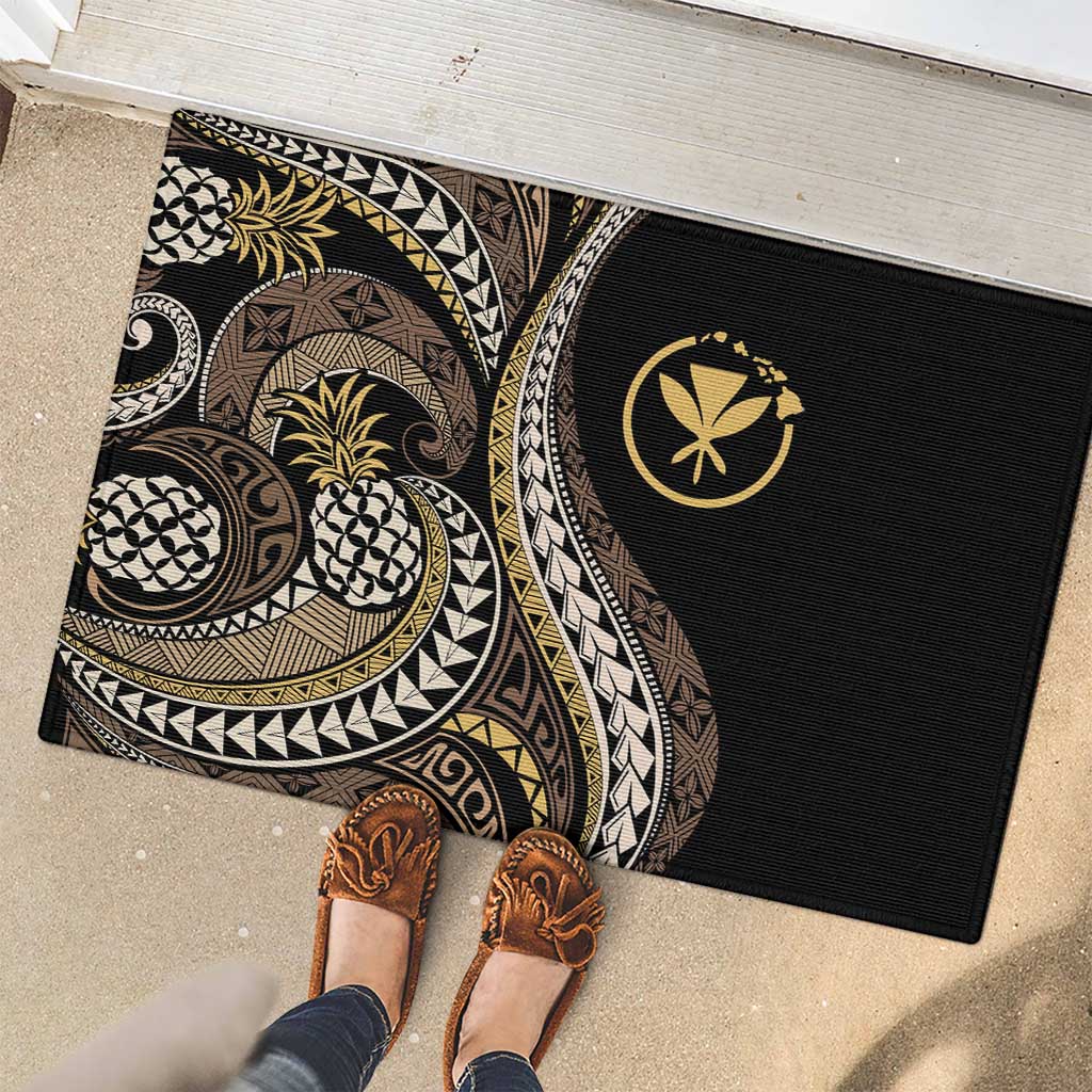Hawaii Pineapple Brown Tribal Pattern Rubber Doormat LT01 - Polynesian Pride