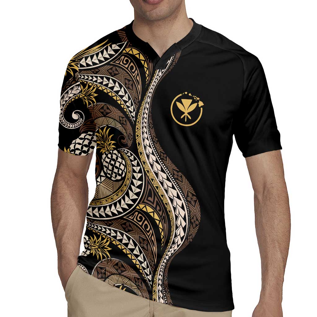 Hawaii Pineapple Brown Tribal Pattern Rugby Jersey LT01 - Polynesian Pride