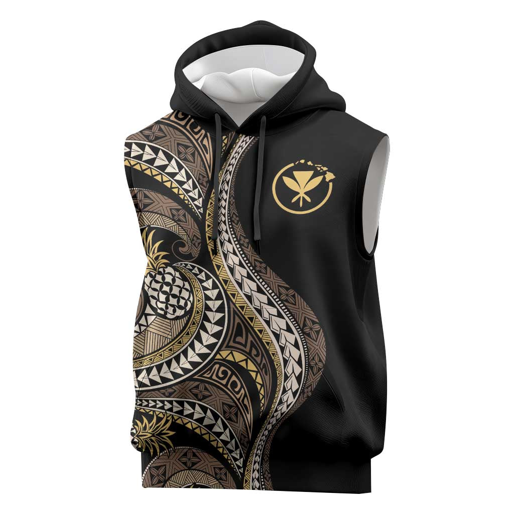 Hawaii Pineapple Brown Tribal Pattern Sleeveless Hoodie LT01 Brown - Polynesian Pride