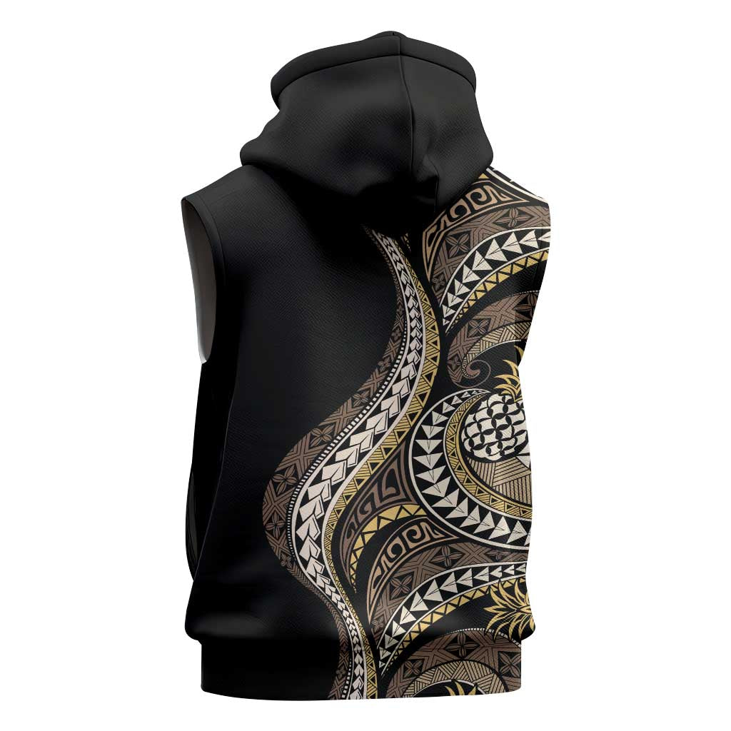 Hawaii Pineapple Brown Tribal Pattern Sleeveless Hoodie LT01 - Polynesian Pride