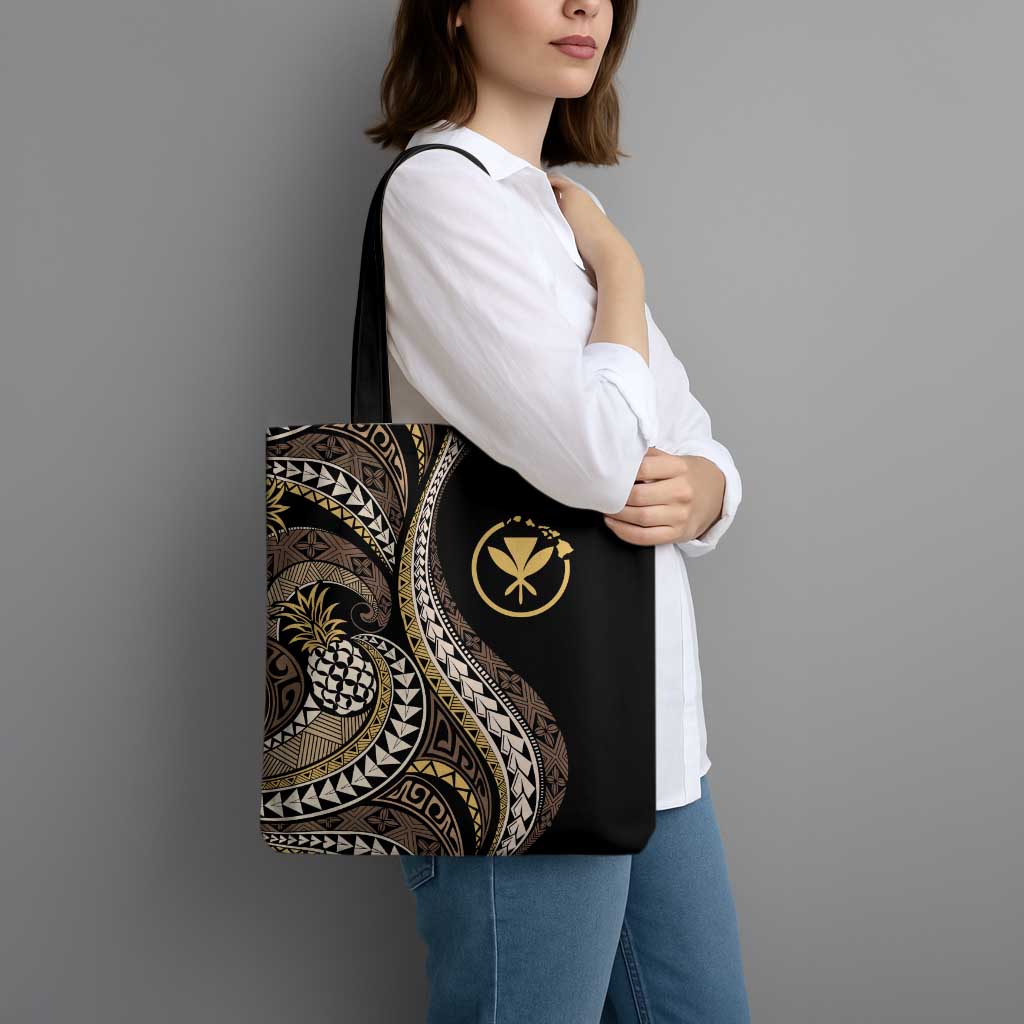 Hawaii Pineapple Brown Tribal Pattern Tote Bag LT01 - Polynesian Pride