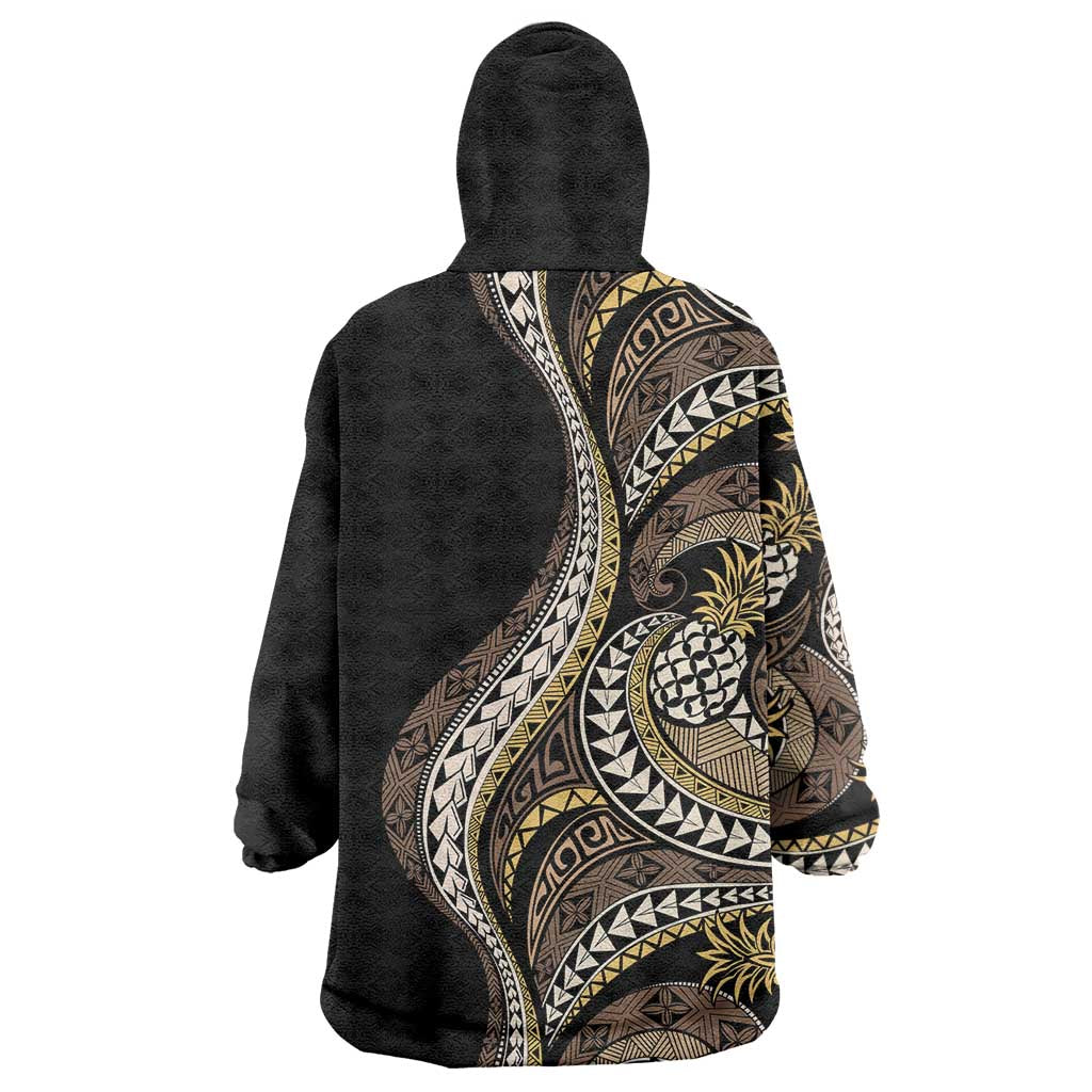 Hawaii Pineapple Brown Tribal Pattern Wearable Blanket Hoodie LT01 - Polynesian Pride