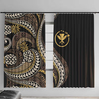 Hawaii Pineapple Brown Tribal Pattern Window Curtain - Polynesian Pride