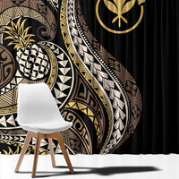 Hawaii Pineapple Brown Tribal Pattern Window Curtain - Polynesian Pride