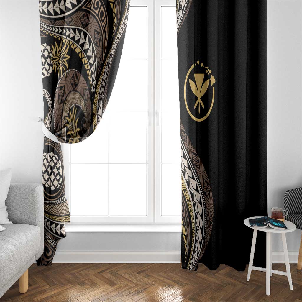 Hawaii Pineapple Brown Tribal Pattern Window Curtain - Polynesian Pride