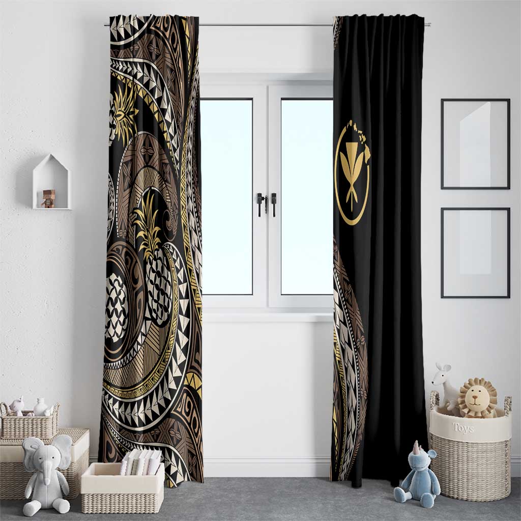 Hawaii Pineapple Brown Tribal Pattern Window Curtain - Polynesian Pride