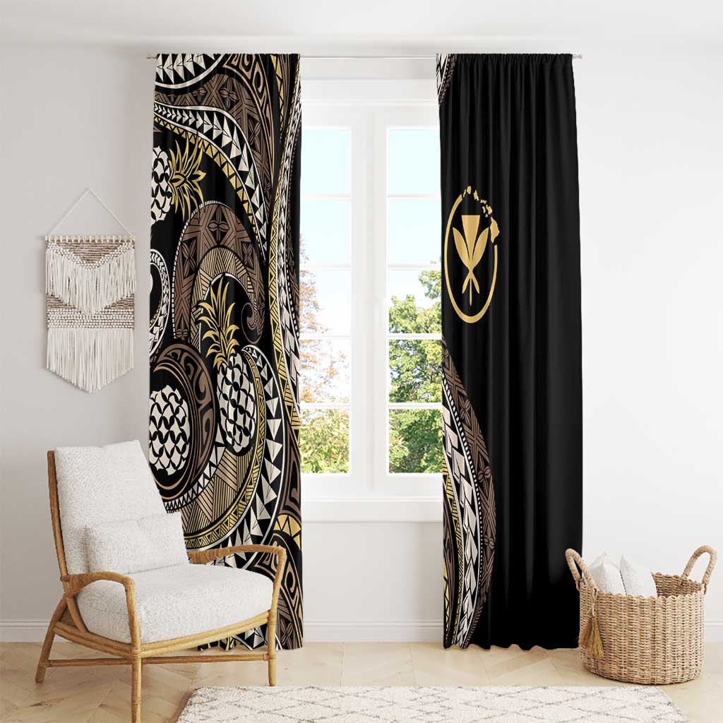 Hawaii Pineapple Brown Tribal Pattern Window Curtain - Polynesian Pride