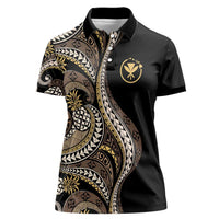 Hawaii Pineapple Brown Tribal Pattern Women Polo Shirt - Polynesian Pride
