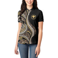 Hawaii Pineapple Brown Tribal Pattern Women Polo Shirt - Polynesian Pride