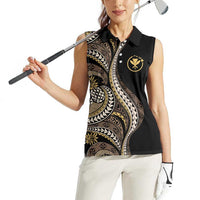 Hawaii Pineapple Brown Tribal Pattern Women Sleeveless Polo Shirt LT01 - Polynesian Pride