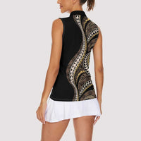 Hawaii Pineapple Brown Tribal Pattern Women Sleeveless Polo Shirt LT01 - Polynesian Pride