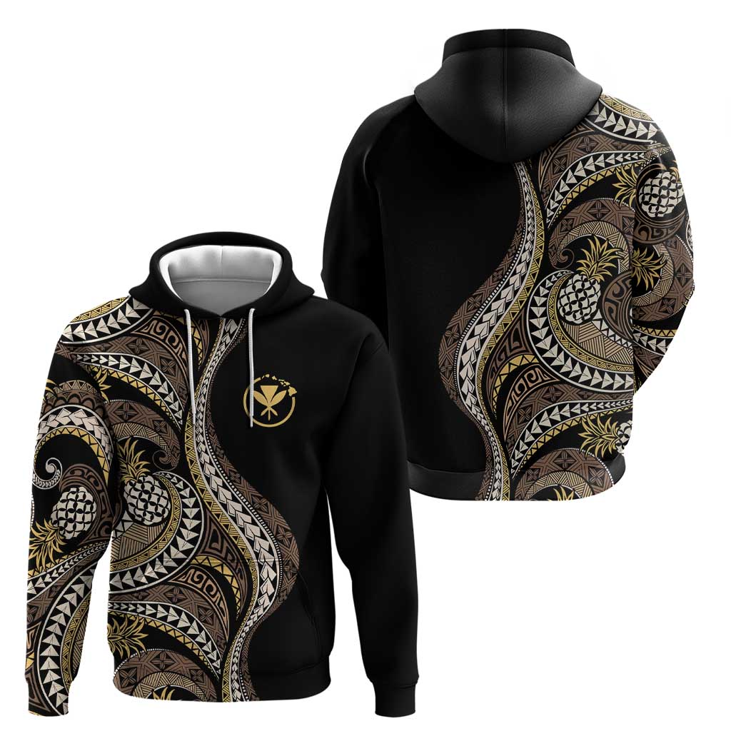 Hawaii Pineapple Brown Tribal Pattern Zip Hoodie - Polynesian Pride