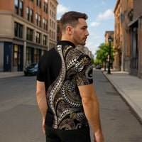 Hawaii Pineapple Brown Tribal Pattern Zipper Polo Shirt LT01 - Polynesian Pride