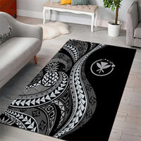 Hawaii Pineapple Gray Scale Tribal Pattern Area Rug - Polynesian Pride