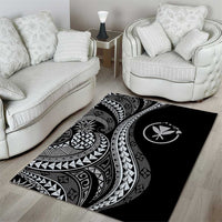 Hawaii Pineapple Gray Scale Tribal Pattern Area Rug - Polynesian Pride