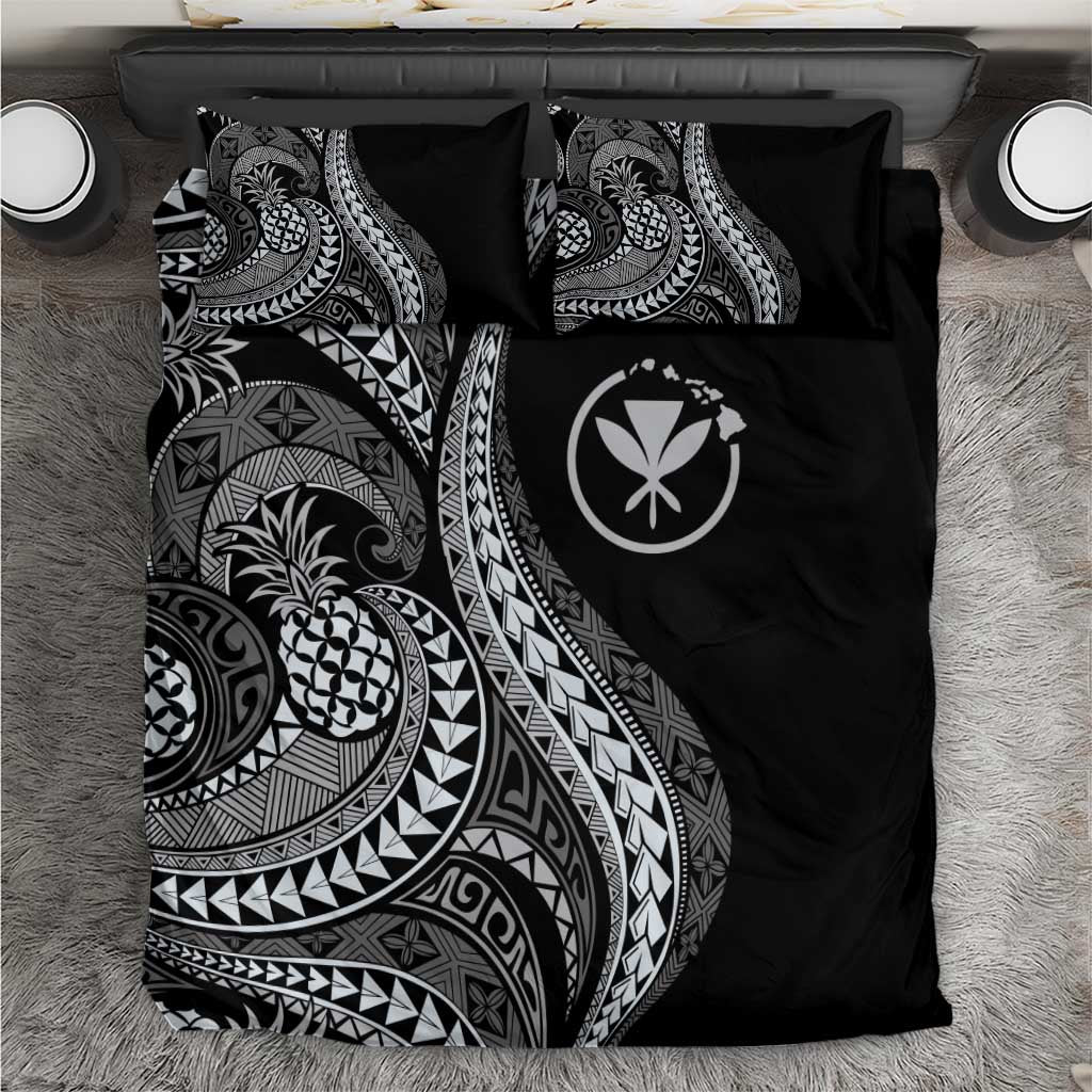 Hawaii Pineapple Gray Scale Tribal Pattern Bedding Set - Polynesian Pride