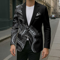 Hawaii Pineapple Gray Scale Tribal Pattern Blazer - Polynesian Pride