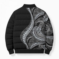 Hawaii Pineapple Gray Scale Tribal Pattern Bomber Puffer Jacket LT01 - Polynesian Pride