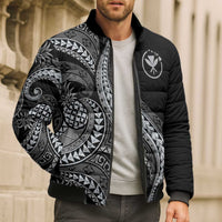 Hawaii Pineapple Gray Scale Tribal Pattern Bomber Puffer Jacket LT01 - Polynesian Pride
