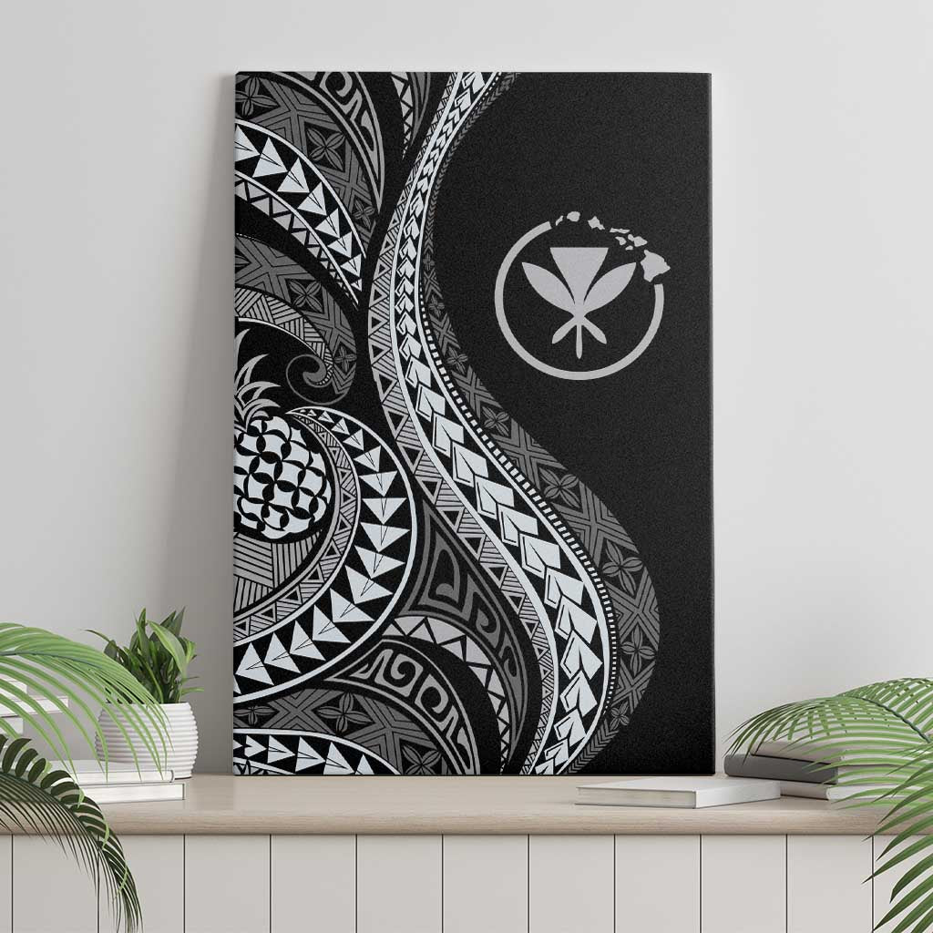 Hawaii Pineapple Gray Scale Tribal Pattern Canvas Wall Art LT01 - Polynesian Pride