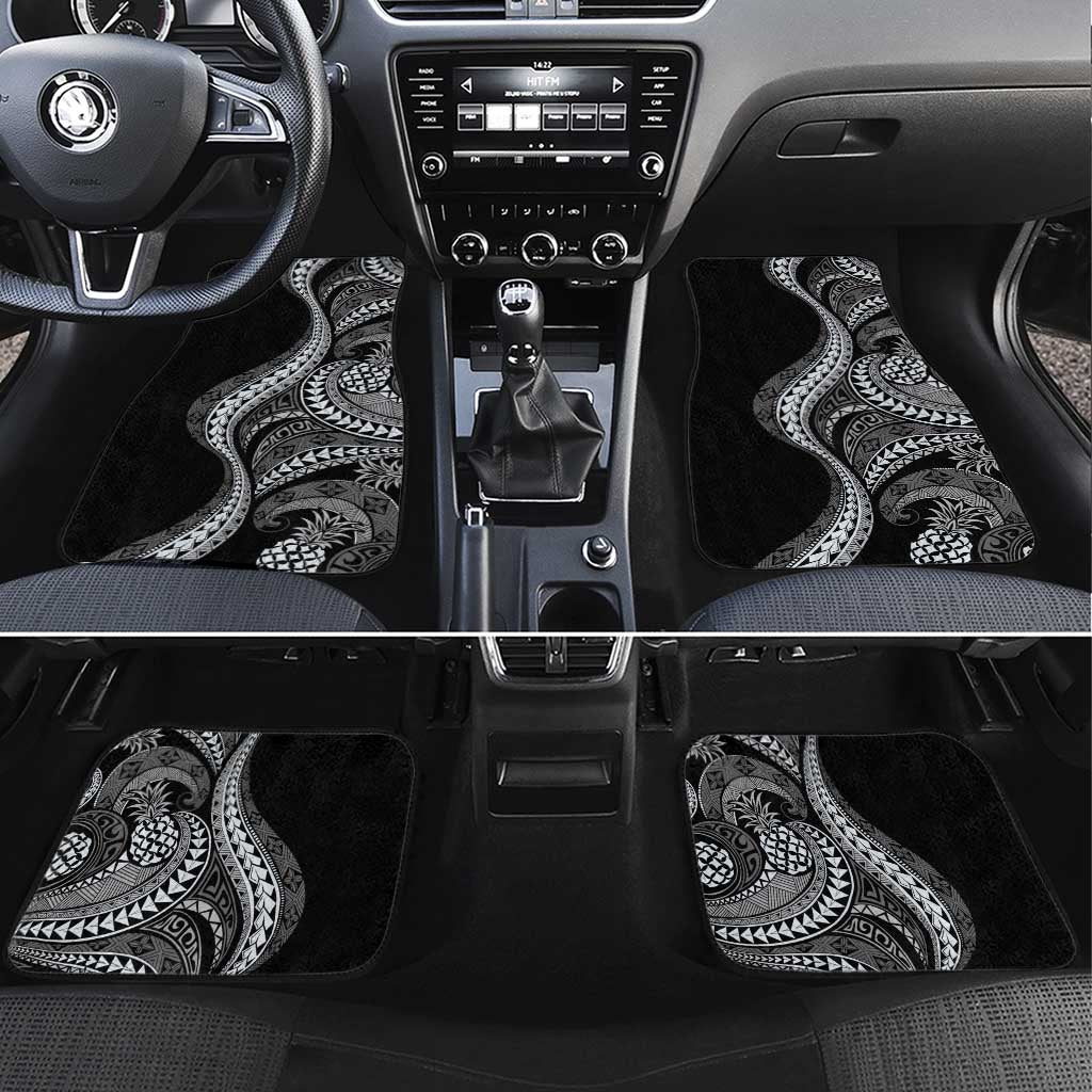 Hawaii Pineapple Gray Scale Tribal Pattern Car Mats - Polynesian Pride