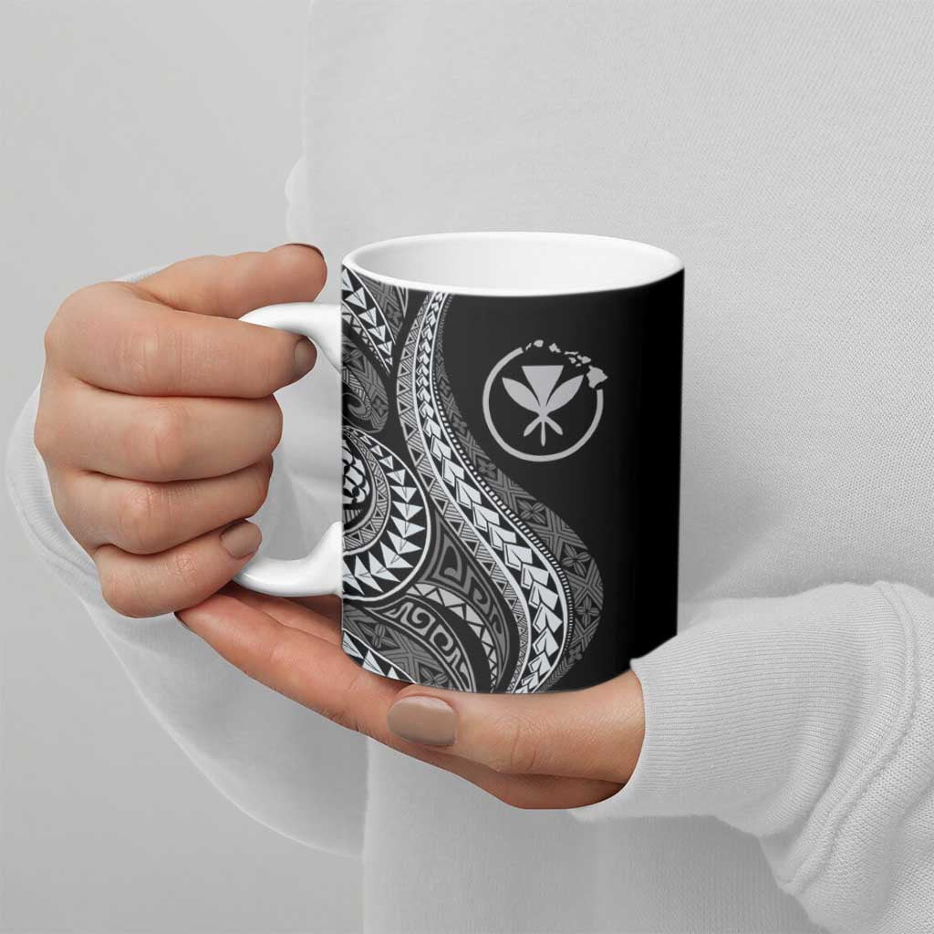 Hawaii Pineapple Gray Scale Tribal Pattern Ceramic Mug - Polynesian Pride