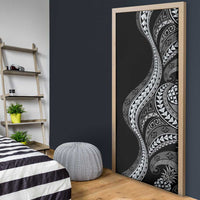 Hawaii Pineapple Gray Scale Tribal Pattern Door Cover - Polynesian Pride