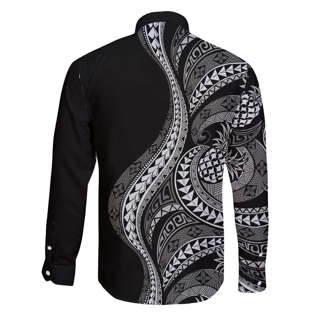 Hawaii Pineapple Gray Scale Tribal Pattern Family Matching Puletasi and Hawaiian Shirt LT01 - Polynesian Pride