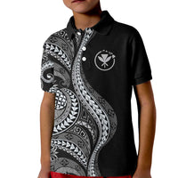 Hawaii Pineapple Gray Scale Tribal Pattern Kid Polo Shirt - Polynesian Pride