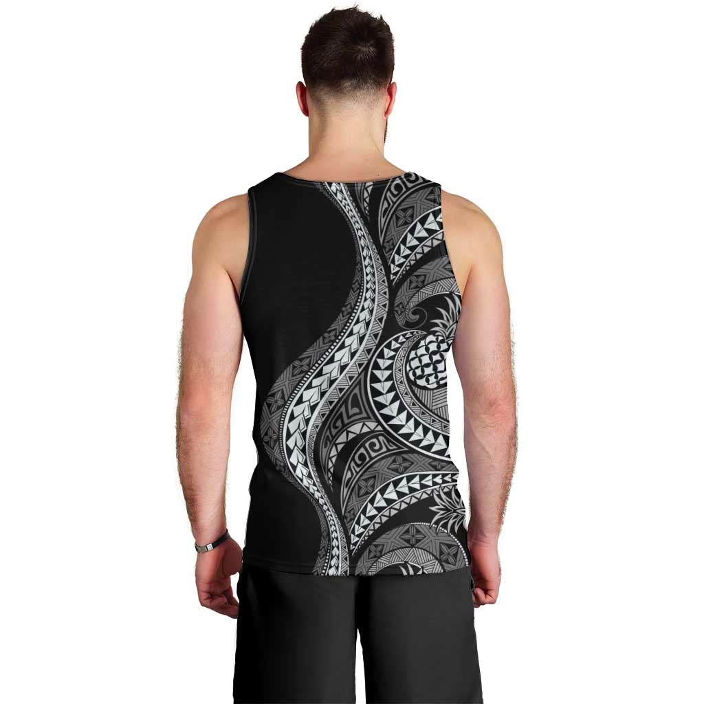 Hawaii Pineapple Gray Scale Tribal Pattern Men Tank Top LT01 - Polynesian Pride