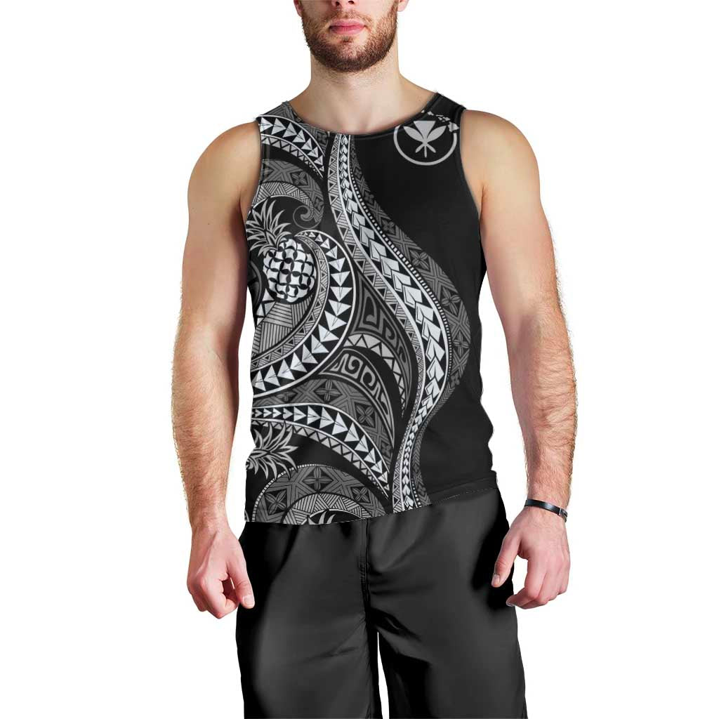 Hawaii Pineapple Gray Scale Tribal Pattern Men Tank Top LT01 - Polynesian Pride