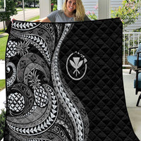 Hawaii Pineapple Gray Scale Tribal Pattern Quilt - Polynesian Pride