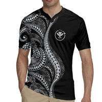 Hawaii Pineapple Gray Scale Tribal Pattern Rugby Jersey LT01 - Polynesian Pride