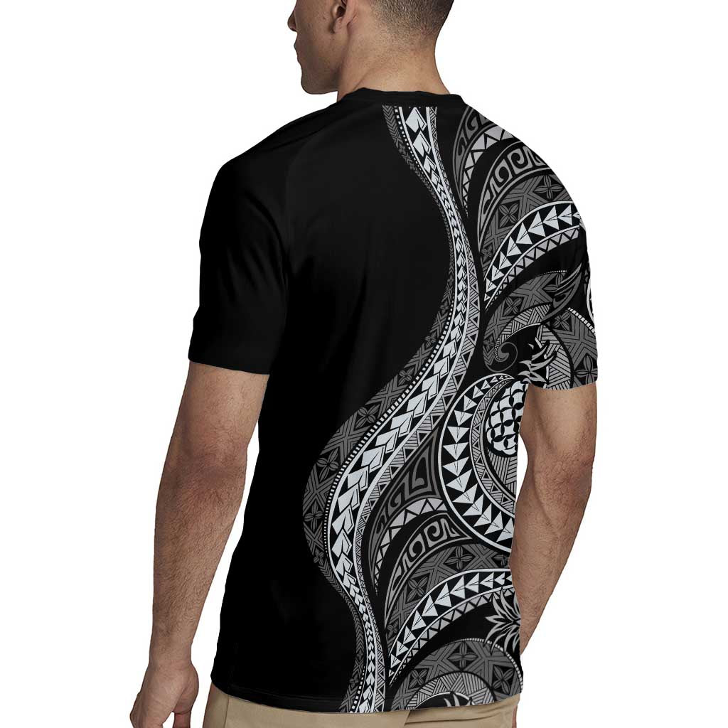 Hawaii Pineapple Gray Scale Tribal Pattern Rugby Jersey LT01 - Polynesian Pride