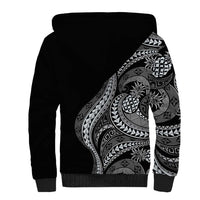 Hawaii Pineapple Gray Scale Tribal Pattern Sherpa Hoodie LT01 - Polynesian Pride