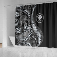 Hawaii Pineapple Gray Scale Tribal Pattern Shower Curtain - Polynesian Pride