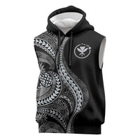 Hawaii Pineapple Gray Scale Tribal Pattern Sleeveless Hoodie - Polynesian Pride