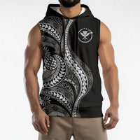 Hawaii Pineapple Gray Scale Tribal Pattern Sleeveless Hoodie - Polynesian Pride