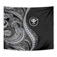 Hawaii Pineapple Gray Scale Tribal Pattern Tapestry - Polynesian Pride