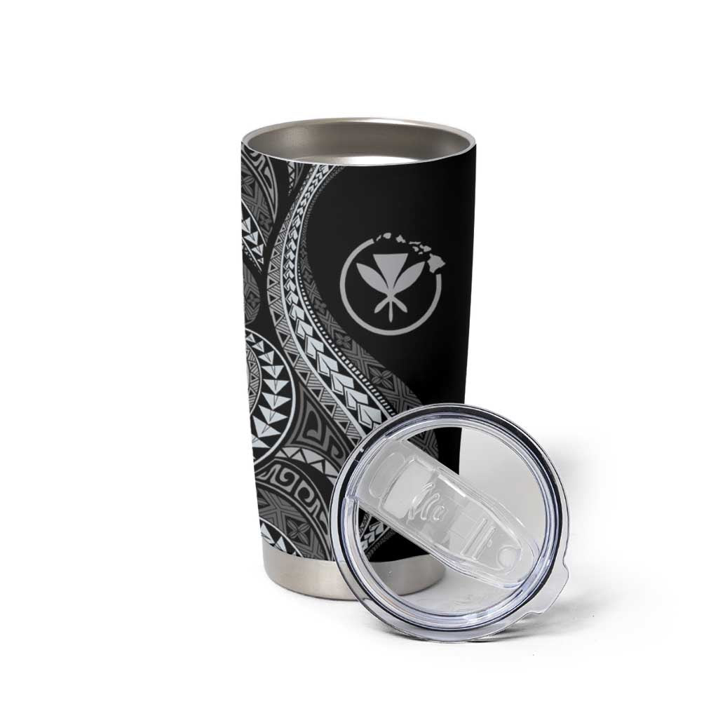 Hawaii Pineapple Gray Scale Tribal Pattern Tumbler Cup - Polynesian Pride