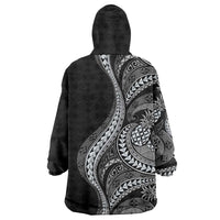Hawaii Pineapple Gray Scale Tribal Pattern Wearable Blanket Hoodie LT01 - Polynesian Pride