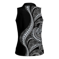 Hawaii Pineapple Gray Scale Tribal Pattern Women Sleeveless Polo Shirt LT01 - Polynesian Pride