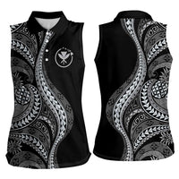 Hawaii Pineapple Gray Scale Tribal Pattern Women Sleeveless Polo Shirt LT01 - Polynesian Pride