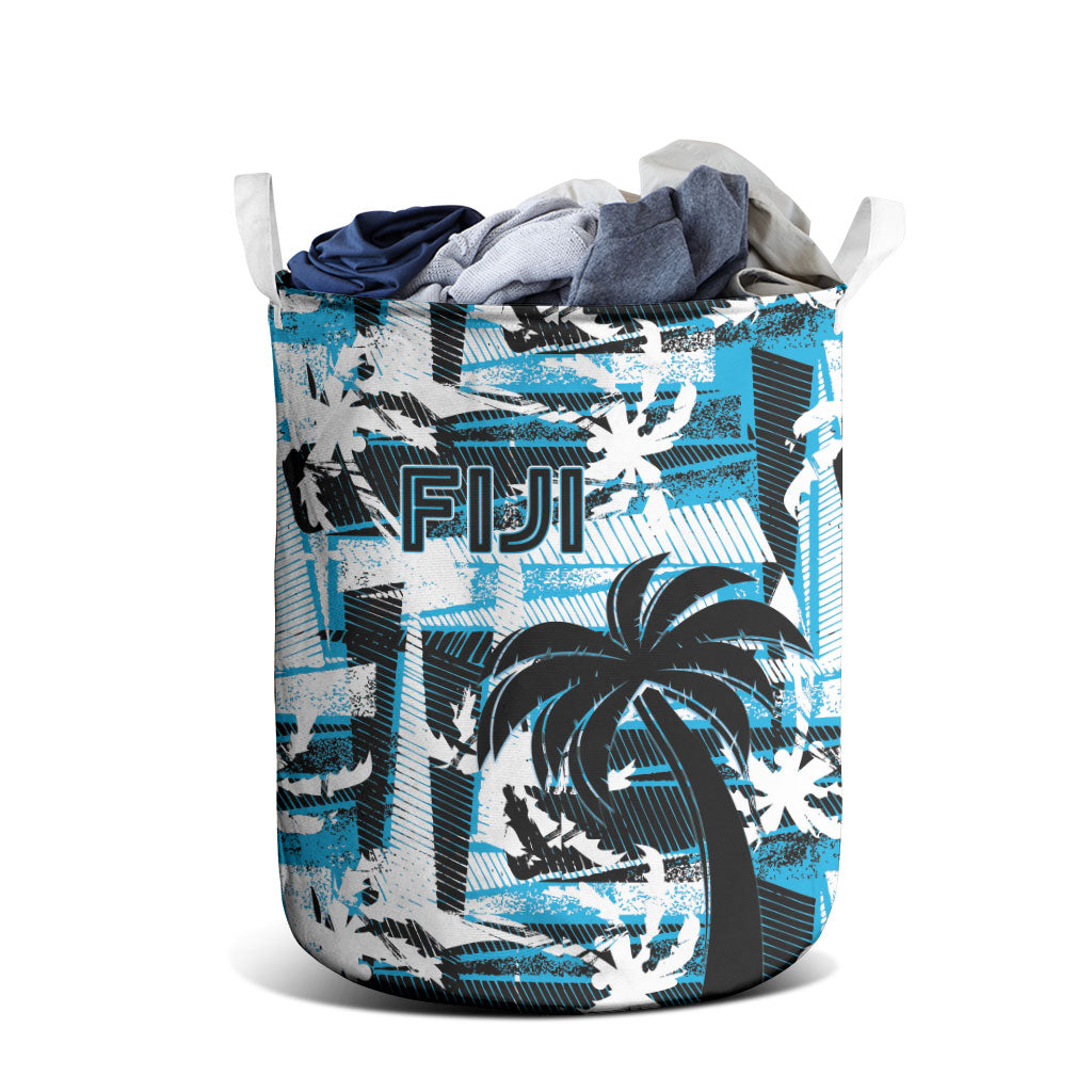 Fijian Rugby Laundry Basket Grunge Palm Stylized LT01 - Polynesian Pride